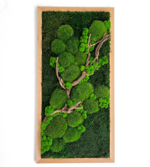 Obraz z mchu 40x80cm w drewnianej ramie, pionowy
