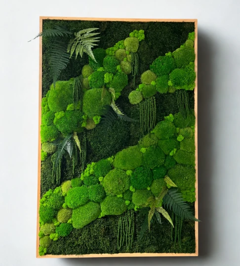Obraz z mchu w jasnej, drewnianej ramie 70x120cm 